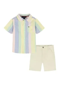 Toddler Boys Pastel Shirt and Shorts Set
