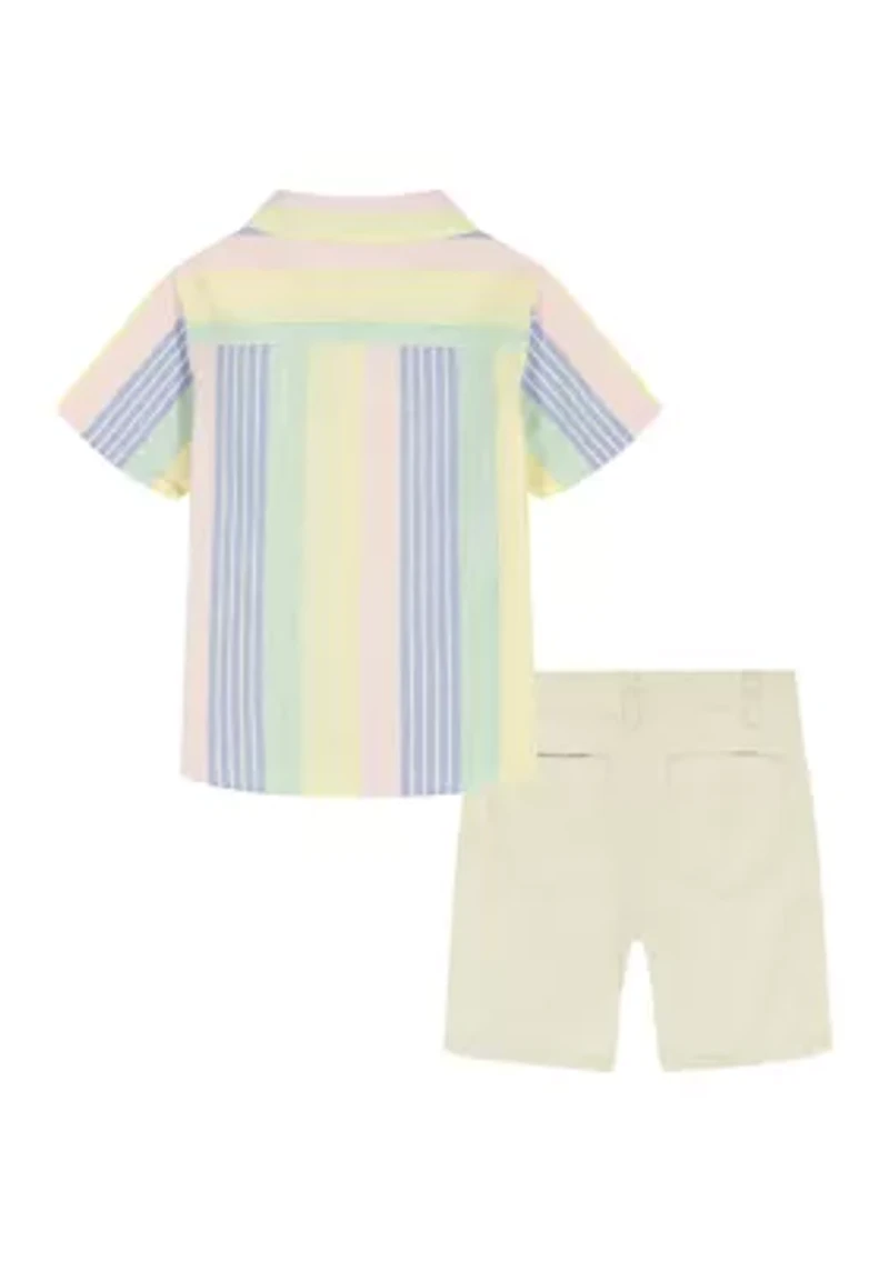 Toddler Boys Pastel Shirt and Shorts Set