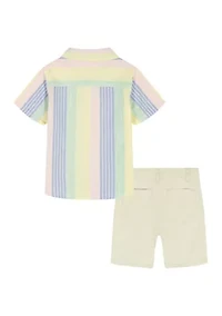Toddler Boys Pastel Shirt and Shorts Set