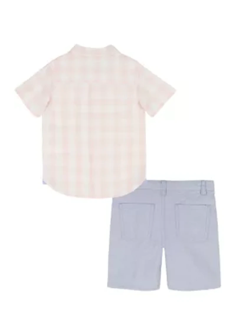 Toddler Boys Button Down Shirt and Shorts Set