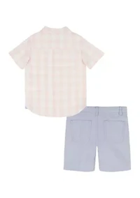 Toddler Boys Button Down Shirt and Shorts Set