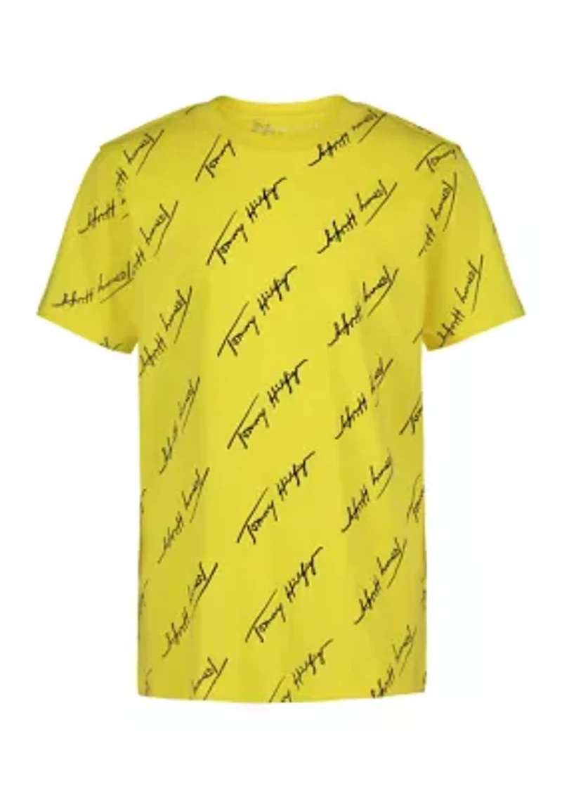Boys 8-20 Short Sleeve Angled Script T-Shirt