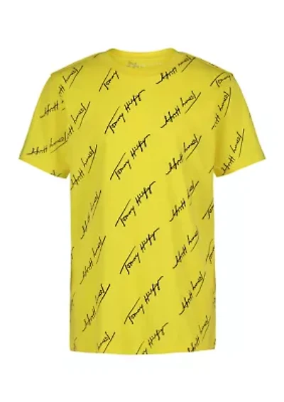 Boys 8-20 Short Sleeve Angled Script T-Shirt