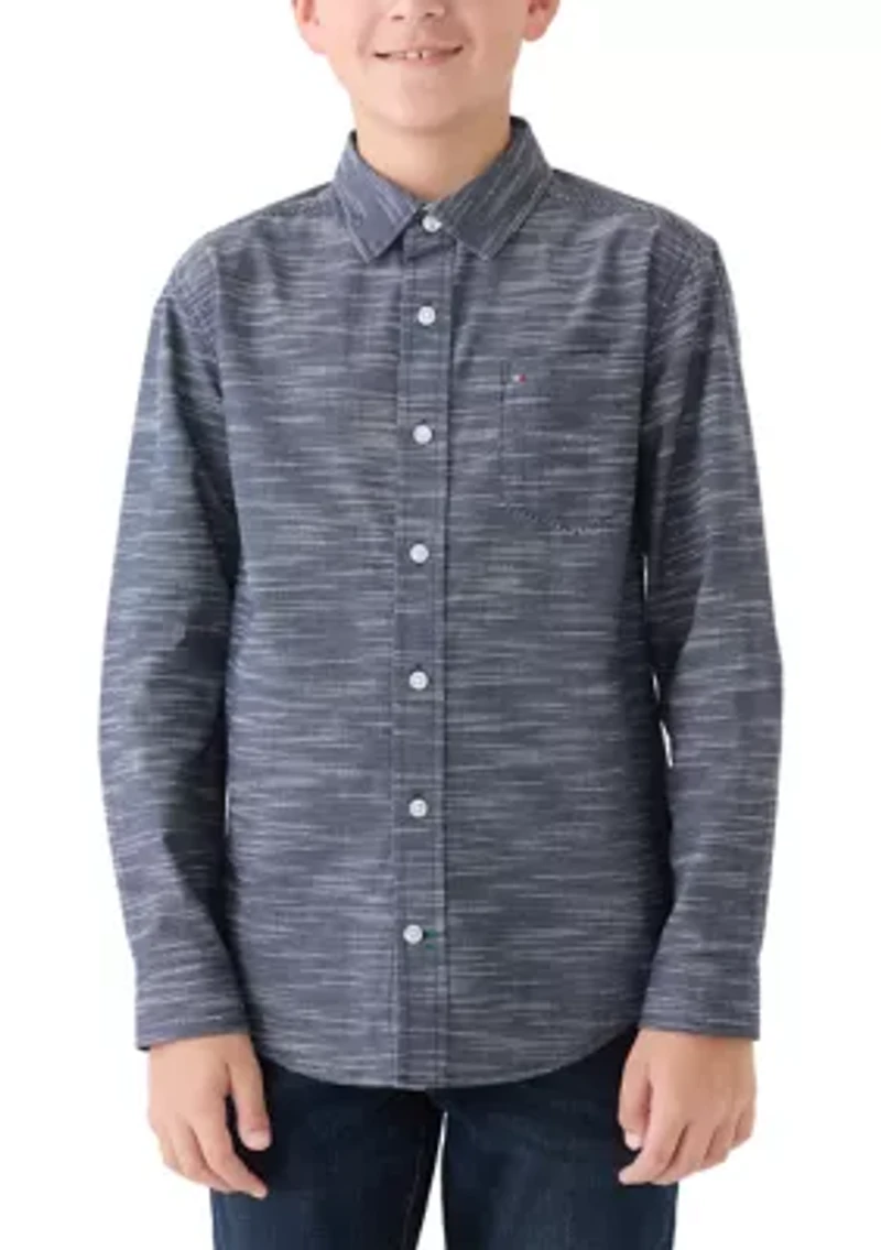 Boys 8-20 Textured Long Sleeve Woven Shirt
