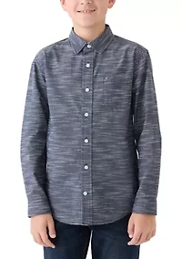 Boys 8-20 Textured Long Sleeve Woven Shirt