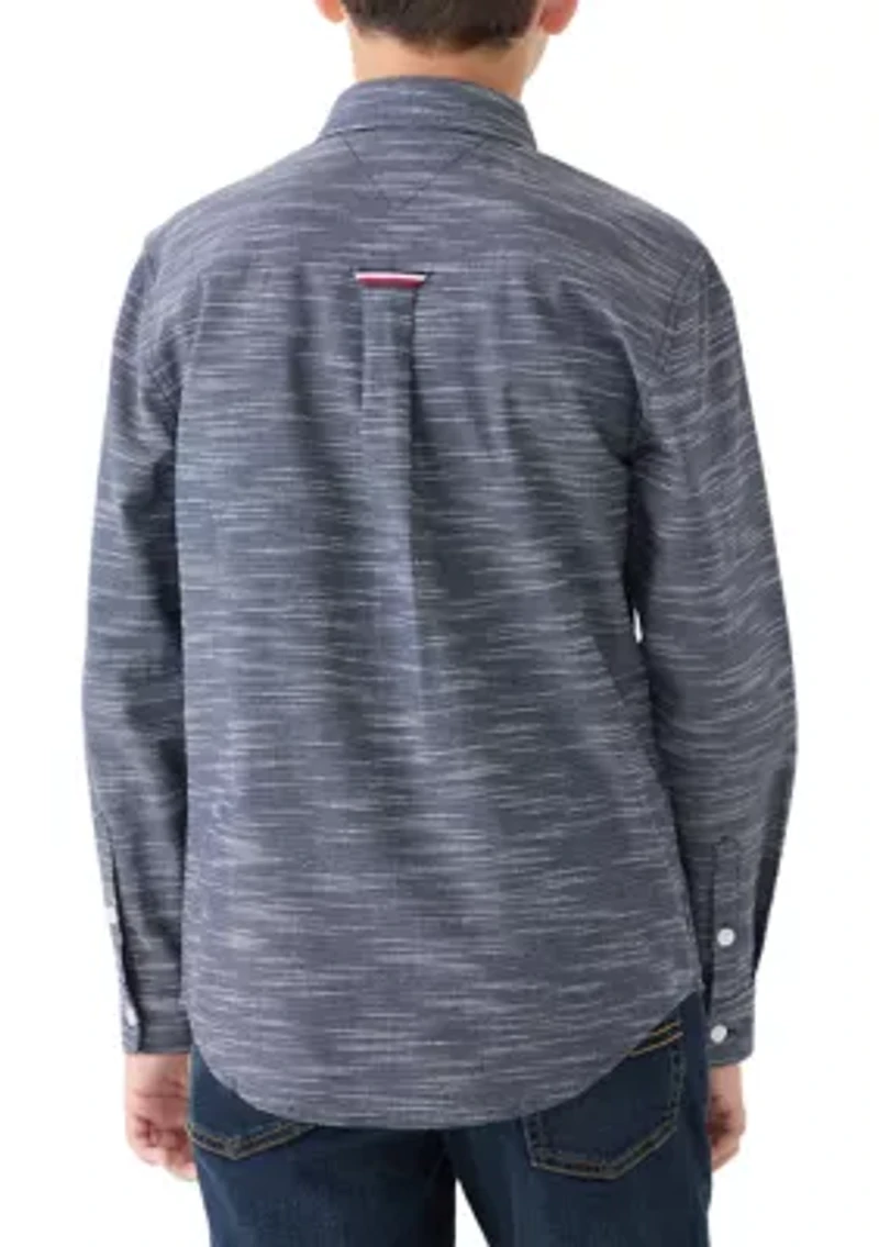 Boys 8-20 Textured Long Sleeve Woven Shirt