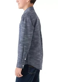 Boys 8-20 Textured Long Sleeve Woven Shirt