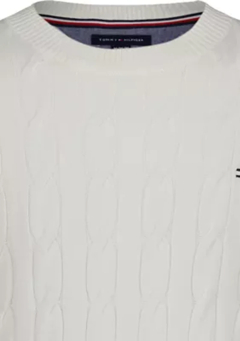 Boys 8-20 Cable Crew Neck Sweater