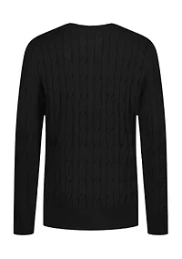 Boys 8-20 Cable Knit Crew Neck Sweater