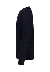 Boys 8-20 Cable Knit Crew Neck Sweater