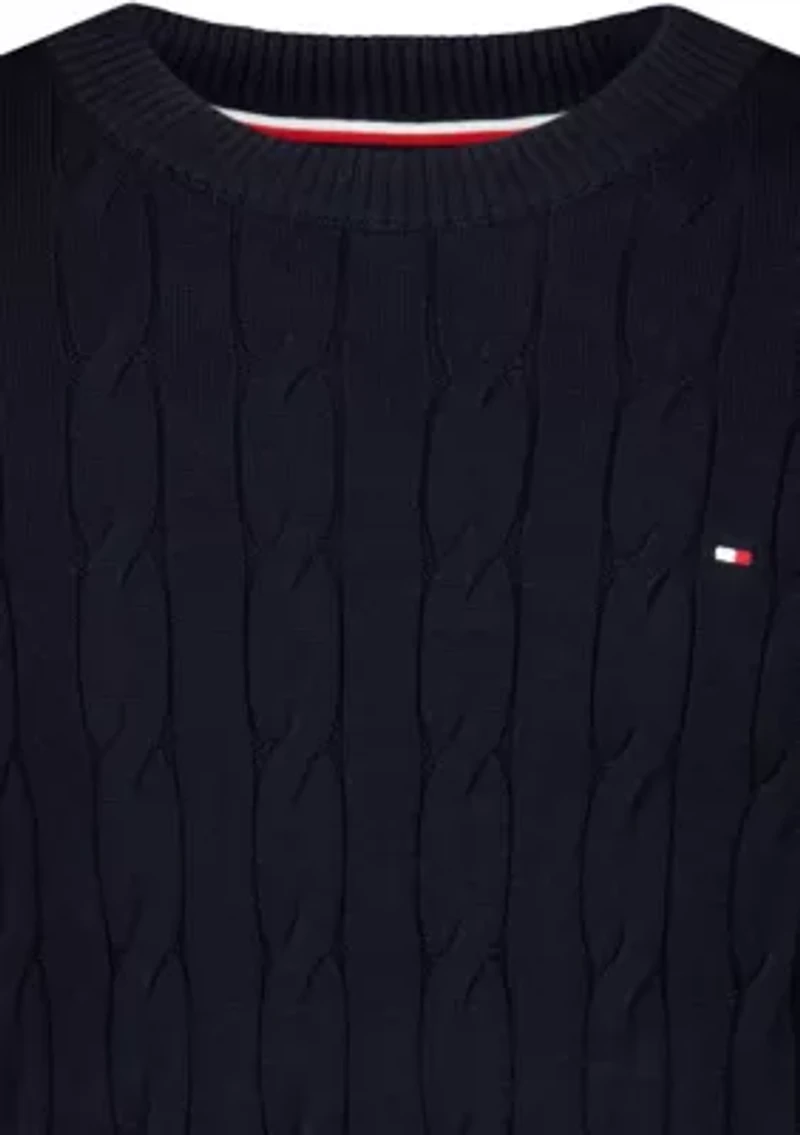 Boys 8-20 Cable Knit Crew Neck Sweater