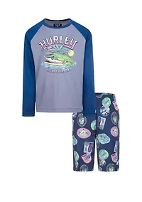 Boys 4-7 Graphic Swim Shirt and Printed Set