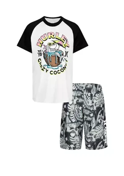 Boys 4-7 Floral Coconut Swim Set