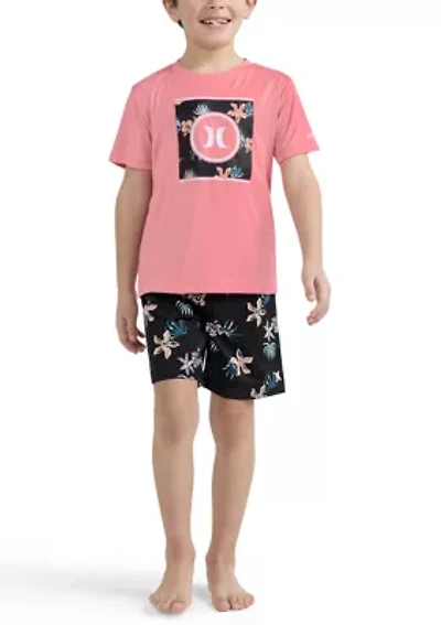 Boys 4-7 Floral Swim Set