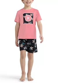 Boys 4-7 Floral Swim Set