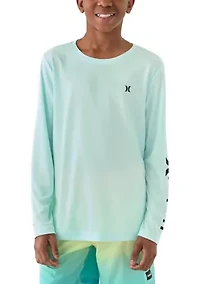 Boys 8-20 Heathered UPF Long Sleeve Swim T-Shirt