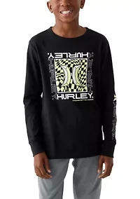 Boys 8-20 Check Box Long Sleeve Graphic T-Shirt