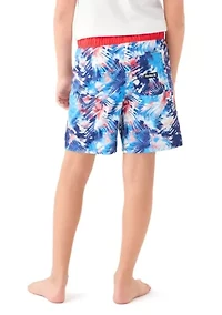 Boys 8-20 Distorted Palm Printed Swim Trunks