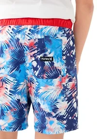 Boys 8-20 Distorted Palm Printed Swim Trunks