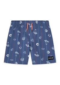 Boys 8-20 Seersucker Palm Print Swim Trunks