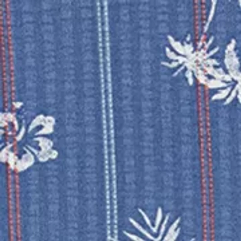 Boys 8-20 Short Sleeve Seersucker Palm Print Button Up Shirt