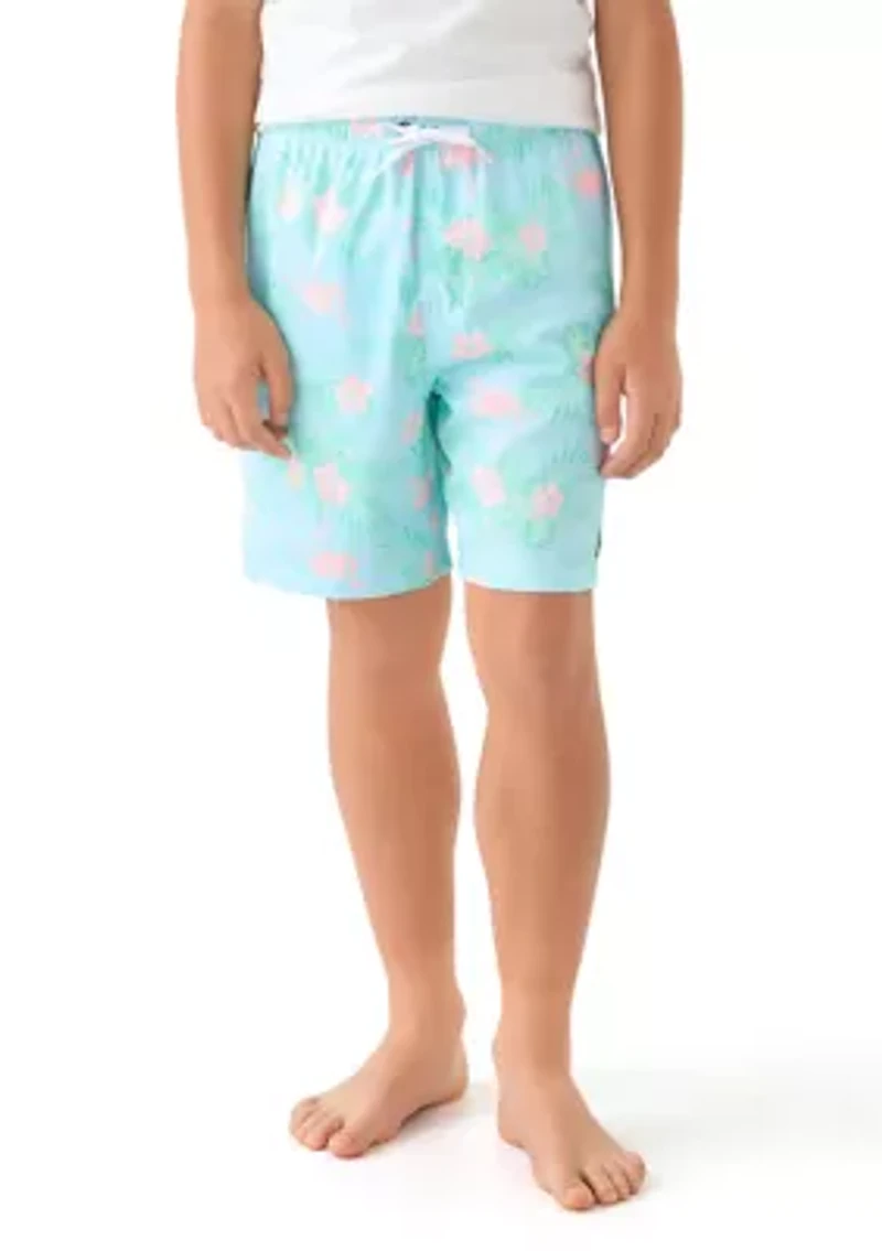 Boys 8-20 Tropical Printed Swim Trunks