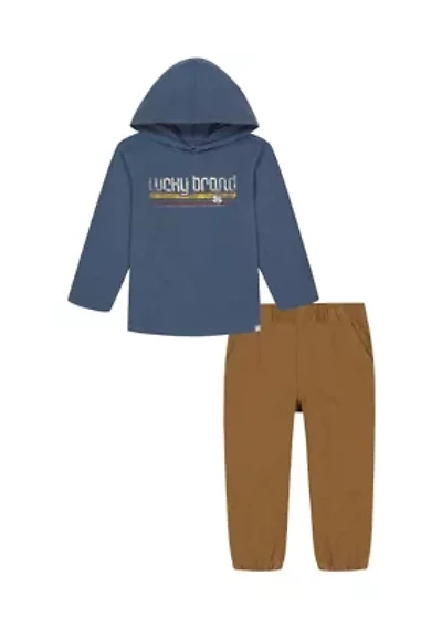 Boys 4-7 Knit Woven Hoodie and Pants Set