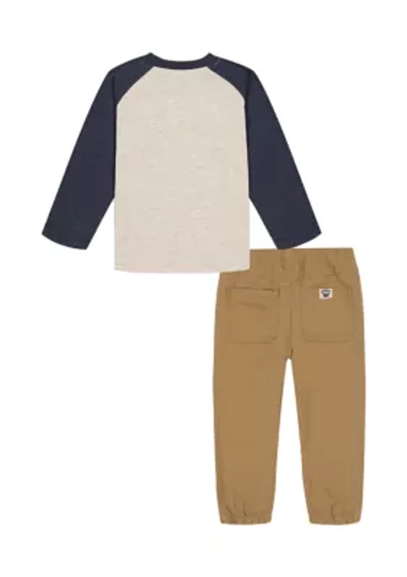 Boys 4-7 Knit Woven T-Shirt and Pants Set