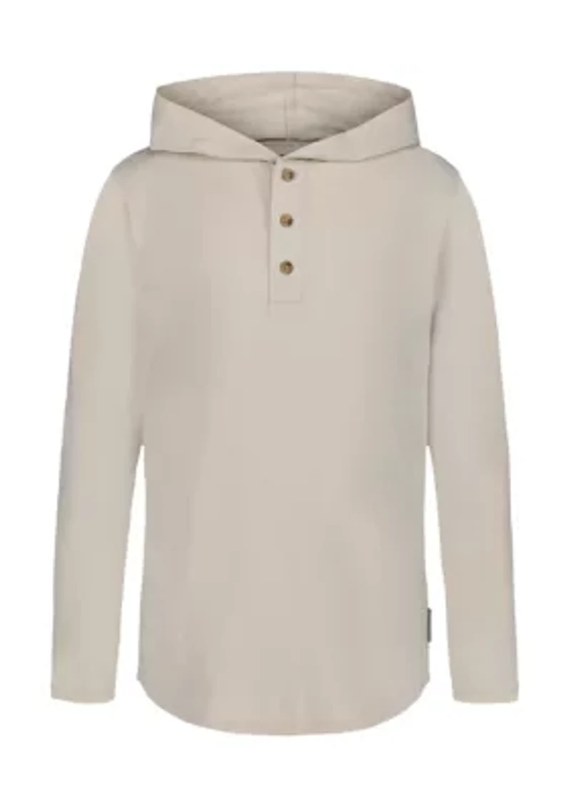 Boys 8-20 Slub Hooded Henley Shirt