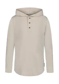 Boys 8-20 Slub Hooded Henley Shirt