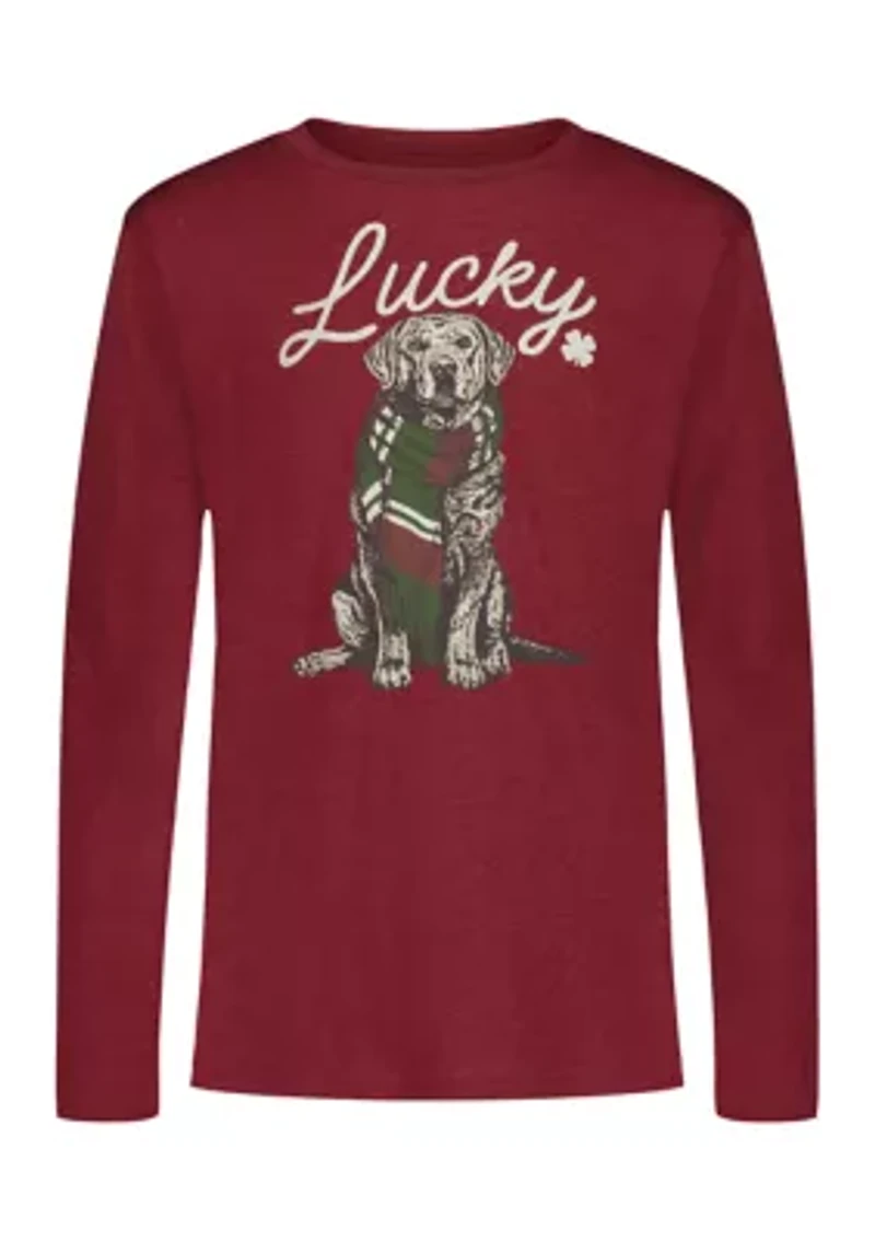 Boys 8-20 Long Sleeve Puppy Christmas Graphic T-Shirt