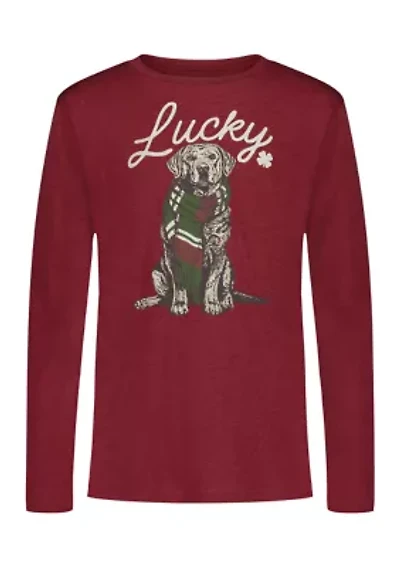 Boys 8-20 Long Sleeve Puppy Christmas Graphic T-Shirt