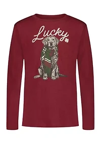 Boys 8-20 Long Sleeve Puppy Christmas Graphic T-Shirt