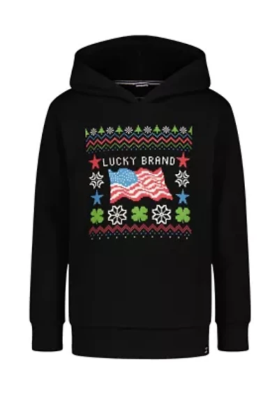Boys 8-20 Fairisle Flag Graphic Hoodie
