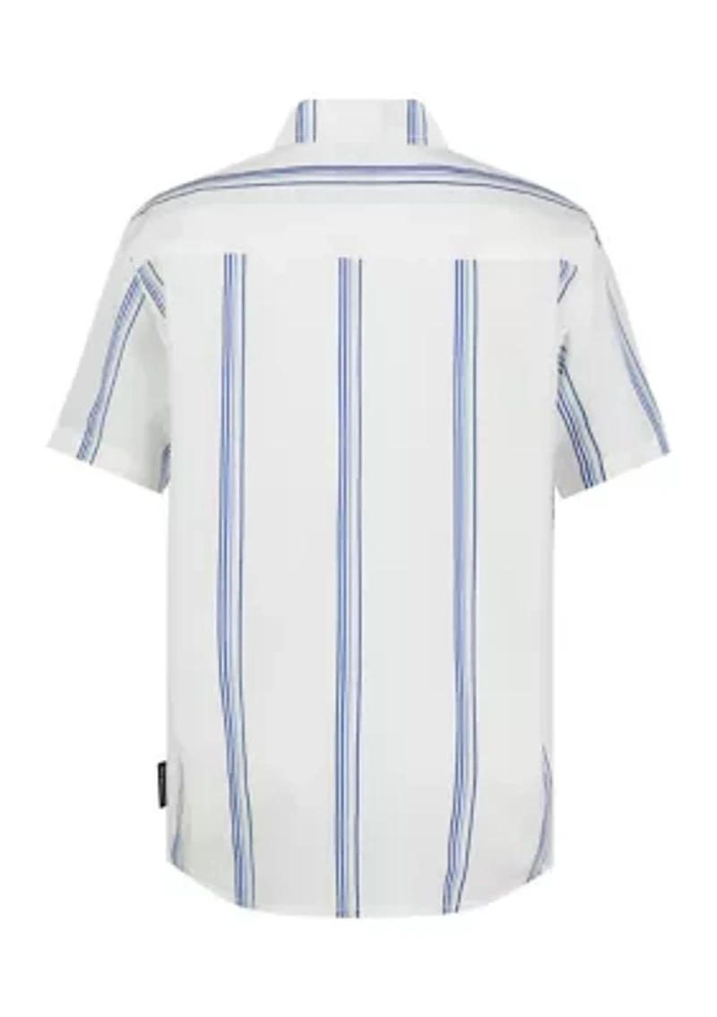 Boys 8-20 Vertical Stripe Printed Camp Shirt