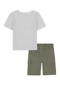 Boys 4-7 Henley Shirt and Twill Cargo Shorts