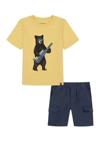 Boys 4-7 Graphic T-Shirt Cargo Twill Shorts Set