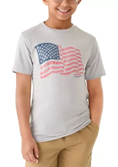 Boys 8-20 Short Sleeve Wavy Flag Graphic T-Shirt