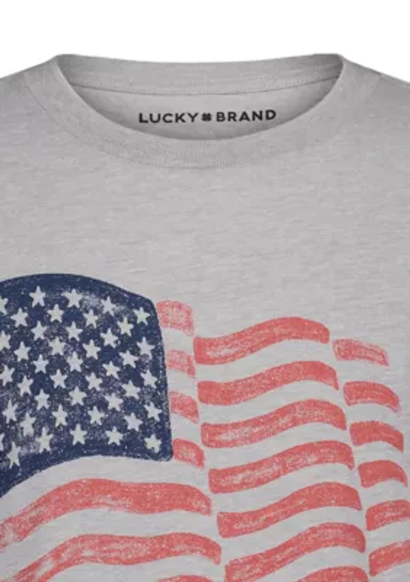 Boys 8-20 Short Sleeve Wavy Flag Graphic T-Shirt