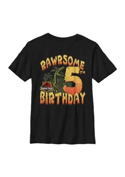 Boys 4-7  Rawrsome 5th Birthday Graphic T-Shirt