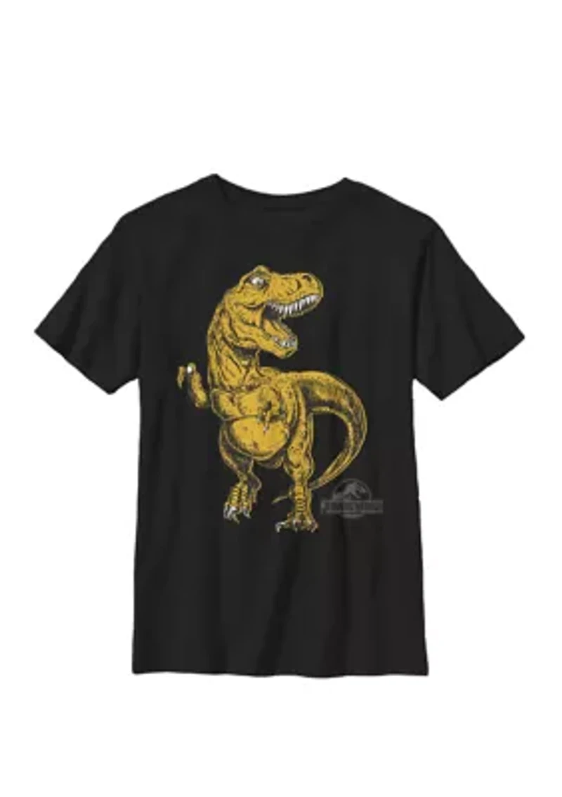 Drawn Orange T Rex Roar Crew Graphic T-Shirt