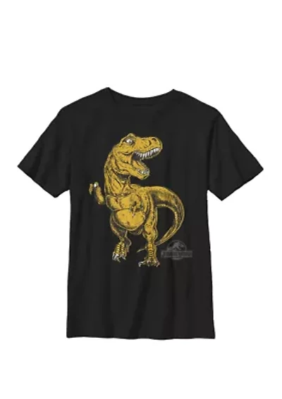 Drawn Orange T Rex Roar Crew Graphic T-Shirt