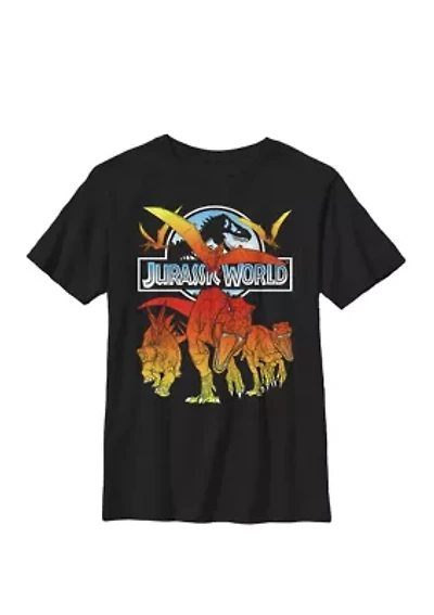 Two Dino Charging Comic Pop Crew Graphic T-Shirt