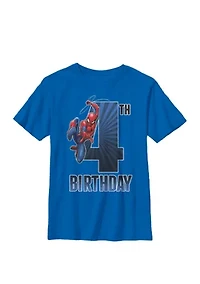 Boys 8-20 Spider-Man Swinging 4th Birthday Graphic T-Shirt