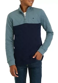 Boys 8-20 Color Blocked Quilted 1/4 Zip Pullover