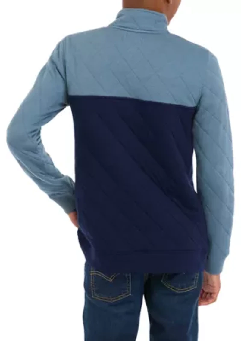 Boys 8-20 Color Blocked Quilted 1/4 Zip Pullover
