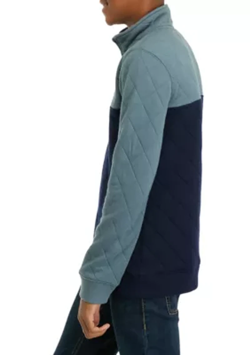 Boys 8-20 Color Blocked Quilted 1/4 Zip Pullover