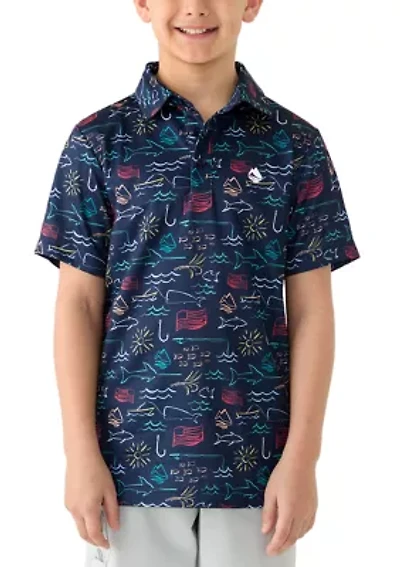 Boys 8-20 Fishing Print Polo Shirt