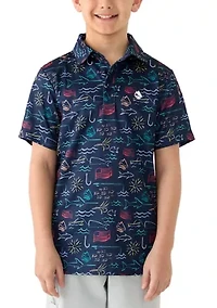Boys 8-20 Fishing Print Polo Shirt