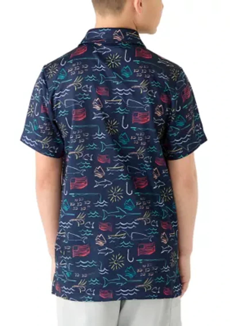 Boys 8-20 Fishing Print Polo Shirt